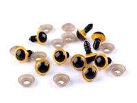 Ochi pentru jucării cu dispozitiv de siguranță, Ø14 mm / galben