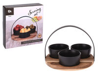 Set pentru aperitiv EH 4buc, suport din lemn D20cm