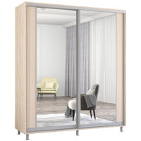 Dulap Mobildor-Lux Aron-S uși glisante din PAL cu oglindă vertical (200x60x200H cm) Sonoma