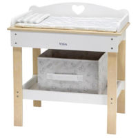 Кукла Viga Masă de schimb 2în1 din lemn și cadă pentru păpuși