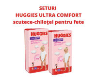1 Set 2 pachete scutece-chiloţel Huggies pentru fetiţă 6 (16-22 kg), 2x44 buc.