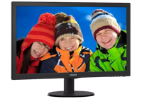23.6" PHILIPS 243V5QHABA, Black, MVA, 1920x1080, 60Hz, 8ms, 250cd, SC10mil:1, D-Sub+DVI+HDMI, Spkrs