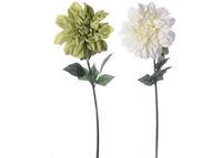 Floare artificiala "Gheorghina" 71cm verde/alba