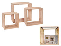 Набор полок "Куб" из дерева, 3 ед.: 24X24X12cm, 27X27X12cm, 30X30X12cm