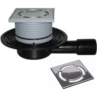 Душевой трап Hutterer & Lechner Sifon de pardoseala orizontal PP D. 40/50 pentru balcon/terasa, cu grila inox (123 x 123 mm) HL90.2