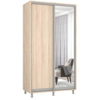 Dulap Mobildor-Lux Aron-S uși glisante din oglindă și PAL (140x60x230H cm) Sonoma