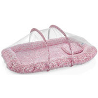Гнездо для новорожденных BabyJem 554 Saltea reductor BabyNest cu pernuta si plasa insecte Sleep Safe Roz
