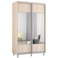 Dulap Mobildor-Lux Aron cu uși glisante cu oglindă orizontal (130x60x200H cm) Sonoma