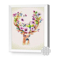 Картина по номерам Art Gallery JS20830 Mozaic cu diamante 20x30cm Cerbul si florile
