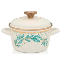 Cratiță Promstore 54154 emailata Green line 16cm, 1.9l, capac din metal