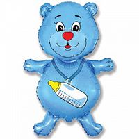 Медвежонок с бутылочкой - Голубой