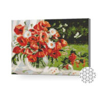 Tablou pe numere Art Gallery XQB80740 Mozaic cu diamante Maci si romanite proaspete 30x40cm