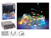 Luminite de Craciun "Fir" 100microLED multicolor, 3XAA, cablu argintiu