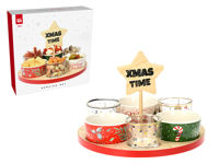 Set Christmas: boluri 6buc+suport din lemn D25cm