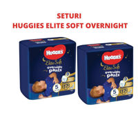 1 Set 2 pachete scutece-chiloțel, de noapte, Elite Soft Overnights 5  (12-17 kg), 4x17 buc