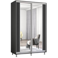 Dulap Mobildor-Lux Aron-P uși glisante din PAL cu oglindă vertical (130x60x210H cm) Anthracite