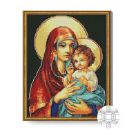 Картина по номерам Art Gallery QB204836 Mozaic cu diamante patrate 40x50cm Madonna cu Isus