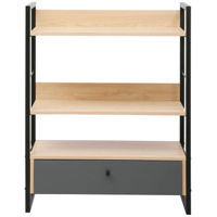 Офисный стеллаж Deco Alto 3 nivele 70x30x90H Oak/Dark Grey/Black