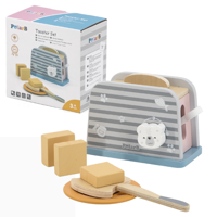 Set de joaca din lemn PolarB “Mic dejun cu toaster”, 8 piese