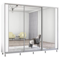 Dulap Mobildor-Lux Aron uși glisante din PAL cu oglindă vertical (270x60x200H cm) Alb Brilliant