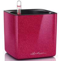 Ghiveci pentru flori Lechuza Cube Glossy 14, Cherry Pie Glitter
