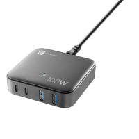 Încărcător Cellularline Wall Charger GAN, 4 Ports, 100W, 100W, Negru