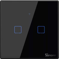 Выключатель электрический Sonoff Wi-Fi Smart Touch Wall Switch TX Series 2-Gang (Neutral Wire), Black