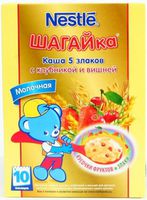 Nestle"ШАГАЙКА" каша молочная 5 злаков с клубникой и вишней