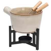 Посуда прочая Excellent Houseware 55065 Set fondue-canacu suport si 2 furculite, portelan