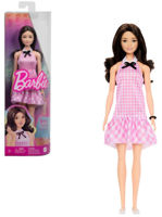 Кукла Barbie HRH21 Fashionista în rochie roz în carouri cu volane drăguțe și un guler cu fundiță