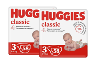 1 Set 2 pachete scutece Huggies Classic Jumbo 3  (4-9 kg), 58 buc