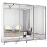 Шкаф Mobildor-Lux Aron uși glisante din oglinzi (270x60x210H cm) Alb Brilliant
