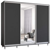 Dulap Mobildor-Lux Aron uși glisante din oglindă și PAL (240x60x200H cm) Anthracite