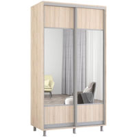 Dulap Mobildor-Lux Aron-P uși glisante din PAL cu oglindă orizontal (120x60x200H cm) Sonoma