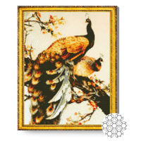Картина по номерам Art Gallery GA84273 Mozaic cu diamante 40x50cm Pauni aurii