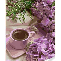 Картина по номерам Strateg R 9 / 6 (GS1616)(73905) Hortensii violet cu cafea, 40x50 cm