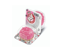 Biscuit cu bezea, acoperit cu granule cu aromă de capşuni Eti Puf Strawberry, 18 gr.