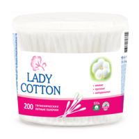 Beţişoare cu vată Lady Cotton, ambalaj plastic, 200 buc.