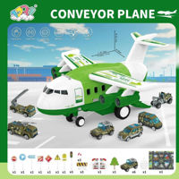 Машина Richi (41483) Avion cu sunete in set cu masinute verde