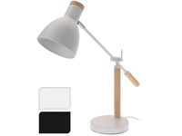 Lampa de masa "Clasica" 55cm E27 max25W, metal/lemn, negrua/alba