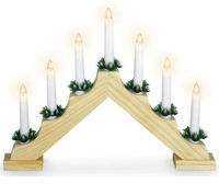 Decor de Crăciun și Anul Nou Promstore 33014 Candelabru LED pentru 7 luminari 39.5X5cm, H31cm, din lemn