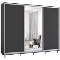 Dulap Mobildor-Lux Aron uși glisante din oglindă și PAL (260x60x220H cm) Anthracite