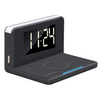 Cellularline Alarm Clock, with Wireless Charging, Black