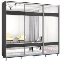 Dulap Mobildor-Lux Aron uși glisante din PAL cu oglindă zebra (250x60x220H cm) Anthracite