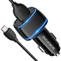 Incarcator auto Borofone BZ14 Max + Cablu Micro USB (2.4A) [Black]