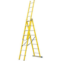 Лестница Lider-Tech PC0310A Scara dielectrica cu trei tronsoane, 3x10 trepte, H=6.76m, sarcina max.150kg