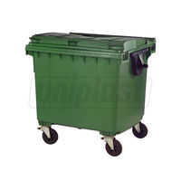Бак мусорный 1100 л пластиковый - на колесах (зеленый) UNI