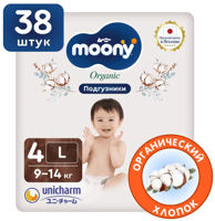 Подгузники Moony Natural L (9-14 кг) 38 шт