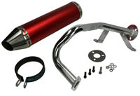 Red Tuning Muffler 4T Gy6 50 139Qmb Motor (Cel mai bun pentru scutere cu roți de 10 inchi)