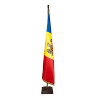 Флаг из атласа Молдова с флагштоком - 200x100 см